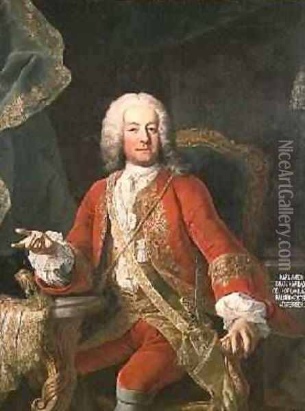 Count Carl Anton von Harrach Master Falconer and Lord Lieutenant of Austria Oil Painting - Martin II Mytens or Meytens