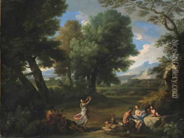 Nymphs and satyrs in a wooded landscape Oil Painting - Andrea Locatelli