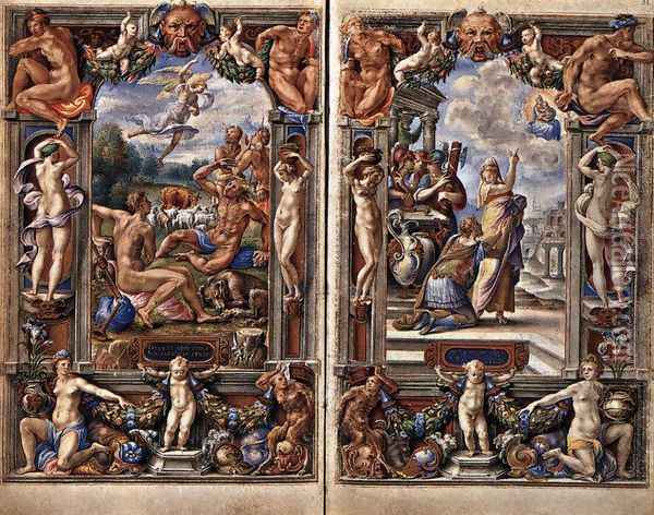 Pages from the Farnese Hours 1538-46 Oil Painting - Giorgio-Giulio Clovio
