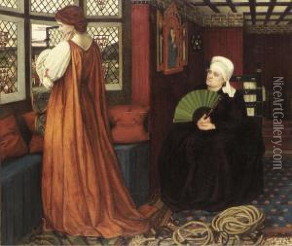 Juliet And The Nurse Oil Painting - John Roddam Spencer Stanhope