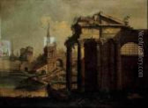 Capriccio Architettonico Oil Painting - (Giovanni Antonio Canal) Canaletto