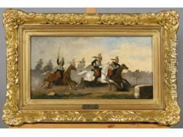 Scene De Cavalerie Oil Painting - Theodore Fort