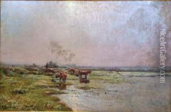 Vaches A La Mare Oil Painting - Paul Emmanuel Peraire