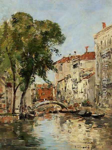 A Small Canal in Venice Oil Painting - Eugene Boudin