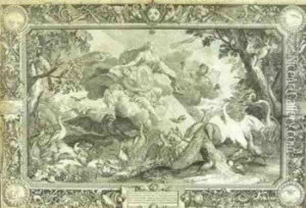 Le Clerc Ludovicus Xiiii, Terrae
 Frugum Et Opum; Ludovicus Xiiii, Hostium Suique Ipsius Victor Oil Painting - Sebastien Leclerc