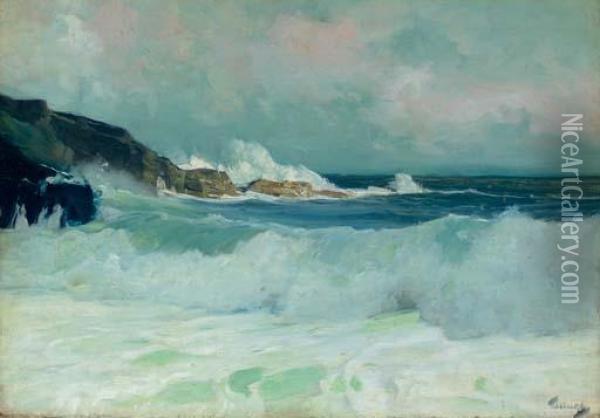 Breaking Waves Oil Painting - Frederick Judd Waugh
