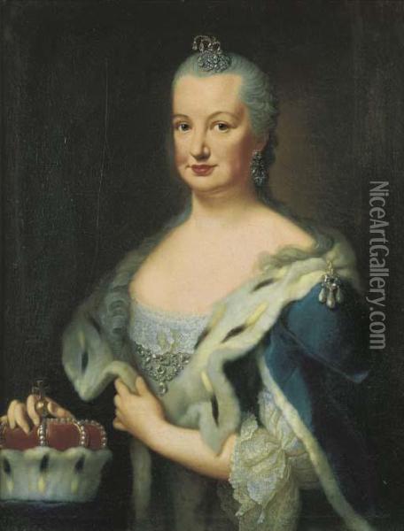Ritratto Di Maria Elisabetta Augusta Di Sulzbach, Principessaelettrice Del Palatinato Oil Painting - Johann Georg Ziesenis