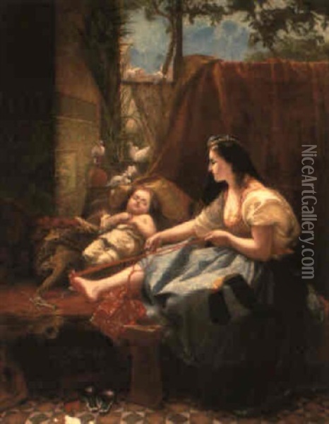 An Arab Mother And Her Child Oil Painting - Wilhelm (Karl) Gentz