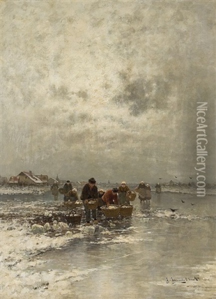 Ice Fisher Oil Painting - Johann Jungblut