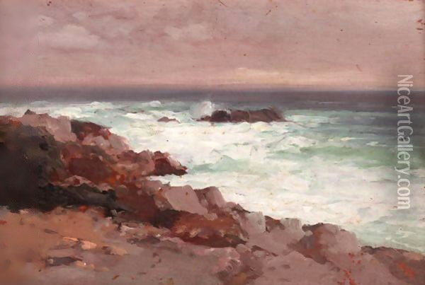 Waves Breaking On The Rocks Oil Painting - Aleksei Vasilievich Hanzen