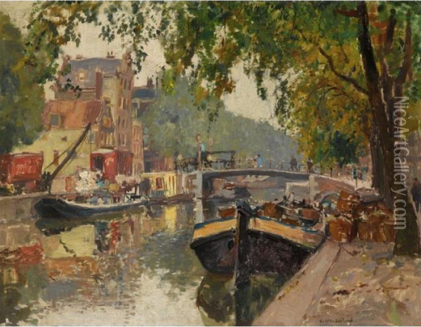 A View Of The Brouwersgracht, Amsterdam Oil Painting - Cornelis Vreedenburgh