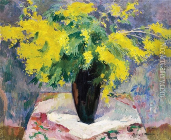 Mimosas Oil Painting - Henri Ottmann