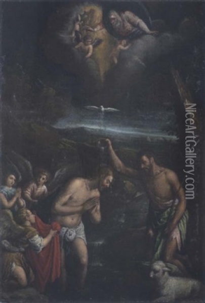 Die Taufe Christi Oil Painting - Antonio Scaiaro