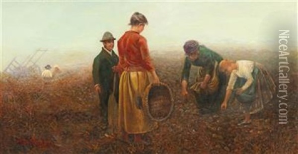 The Potato Harvest Oil Painting - Laszlo Pataky