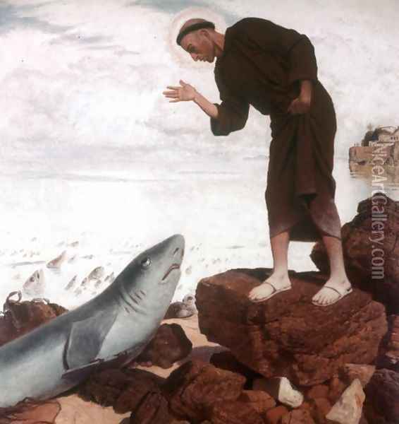 St. Anthony preaches the fish Oil Painting - Arnold Bocklin
