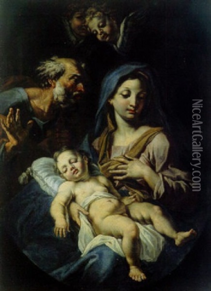 Die Heilige Familie Oil Painting - Angelo Barbieri Trevisani