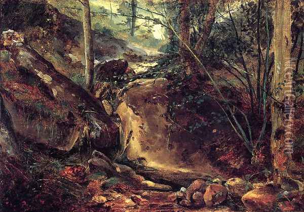 Mountain Stream in the Auverne Oil Painting - Etienne-Pierre Theodore Rousseau