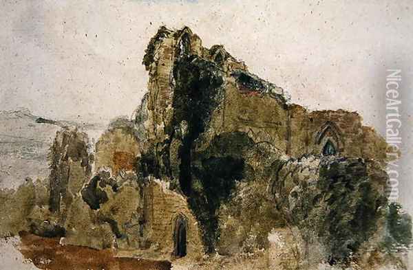 A Ruined Abbey Oil Painting - Peter de Wint