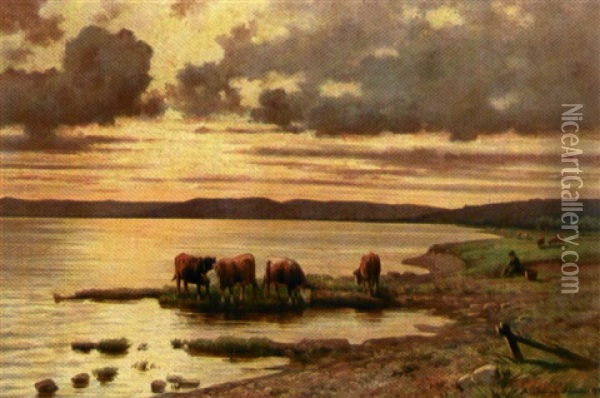 Abend Am Bodensee Oil Painting - Adolf Chelius