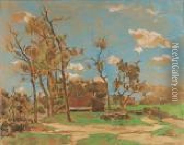 A Farm Among Trees In A Landscape Oil Painting - Willem de Zwart