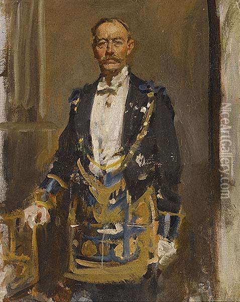 Portrait Of The Earl Of Stradbroke(governor Of Victoria, Resident Of Stonington) Oil Painting - John Campbell Longstaff