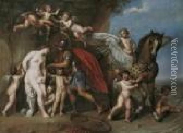 Perseus Die Gefesselte Andromeda Befreiend. Oil Painting - Gerard Hoet