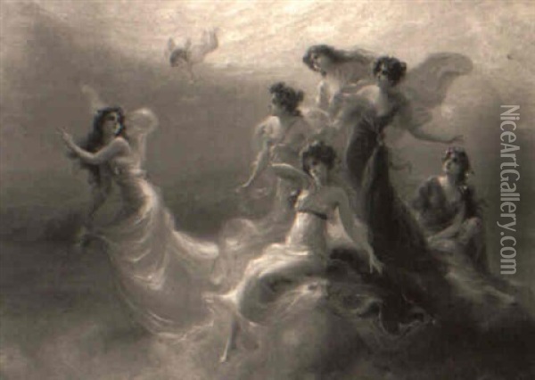 Nymphs Oil Painting - Edouard Bisson