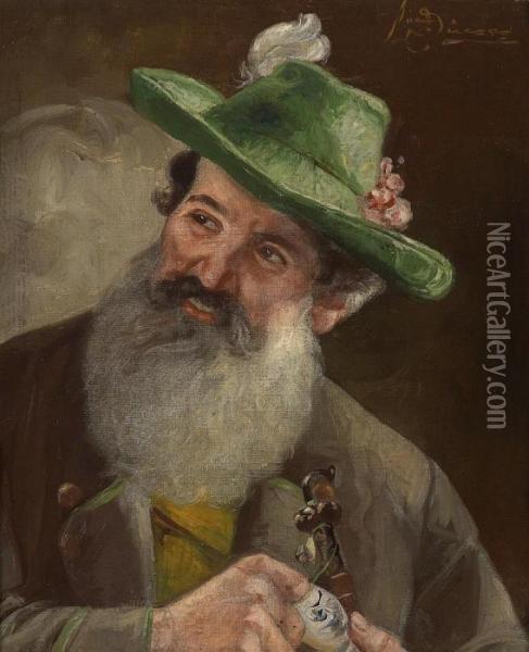 Farmer With Pipe Oil Painting - Josef Johann Suss