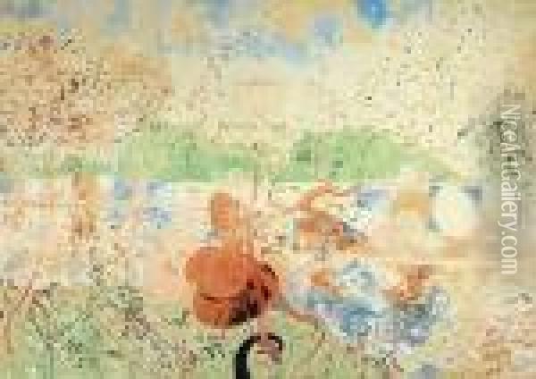 Amoureux Dans Un Parc (1917) Oil Painting - Leon Spilliaert