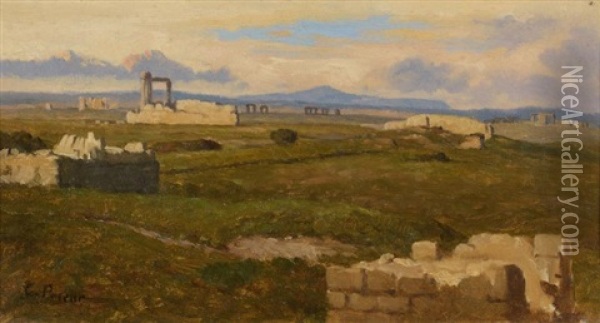 Ruines Antiques Dans La Campagne Romaine Oil Painting - Romain Etienne Gabriel Prieur