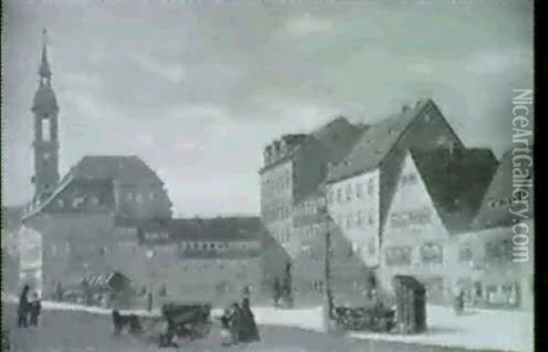 Markplatz In Einer Kleinstadt Oil Painting - Hermann Dyck
