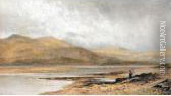 Figures By An Estuary In Wales Oil Painting - John Surtees