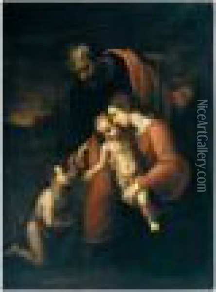 The Holy Family With The Infant Saint John The Baptist Oil Painting - Raphael (Raffaello Sanzio of Urbino)