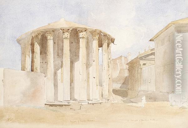 The Temple Of Vesta, Rome Oil Painting - James William Giles