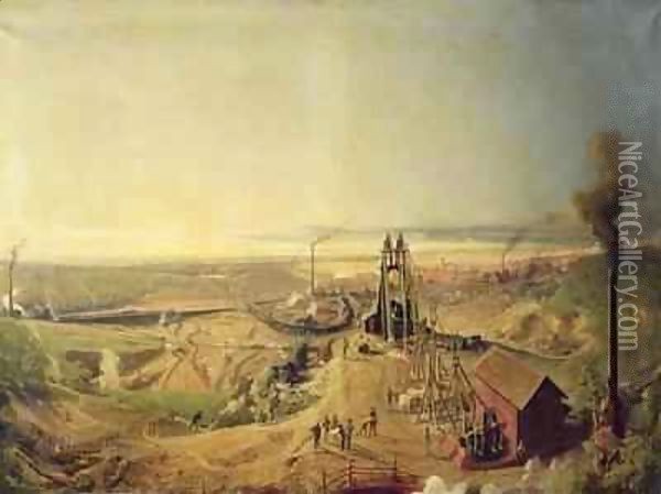 Coalmines and Clay Quarries at Montchanin Oil Painting - Ignace Francois Bonhomme