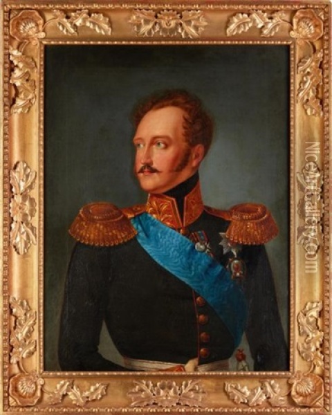 Portrait Of Nicholas I In General's Uniform Oil Painting - Franz Krueger