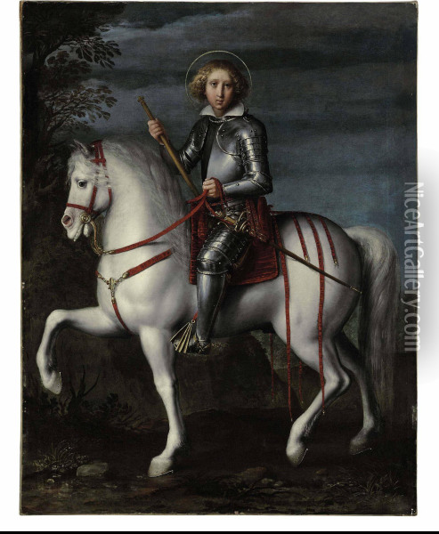 An Equestrian Portrait Of Saint Louis Of France Oil Painting - Giacomo (or Jacopo) Tarchiani