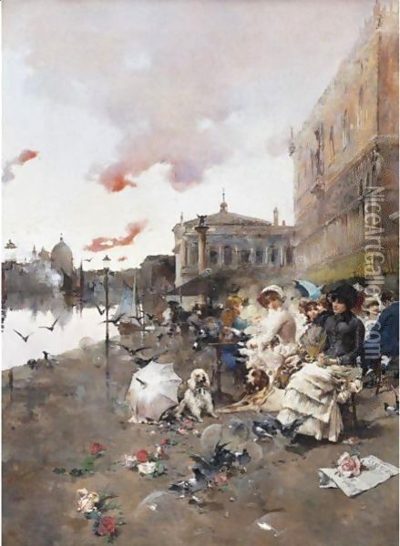 Feast Day In Venice Oil Painting - Manuel Ramirez - Ibanez