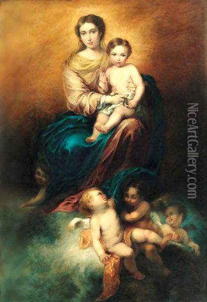 The virgin and child in glory Oil Painting - Bartolome Esteban Murillo