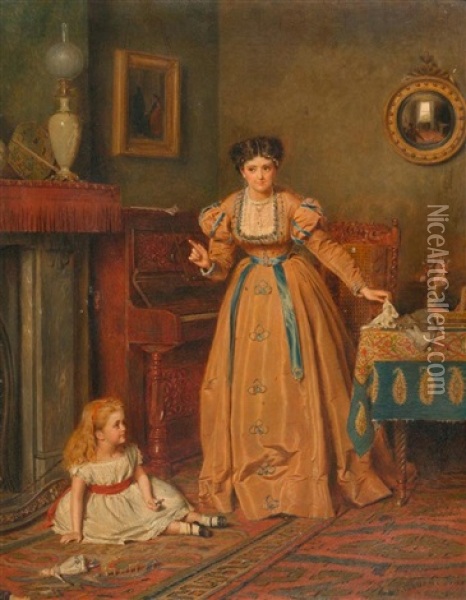 Mutter Und Kind In Einem Interieur Oil Painting - George Goodwin Kilburne