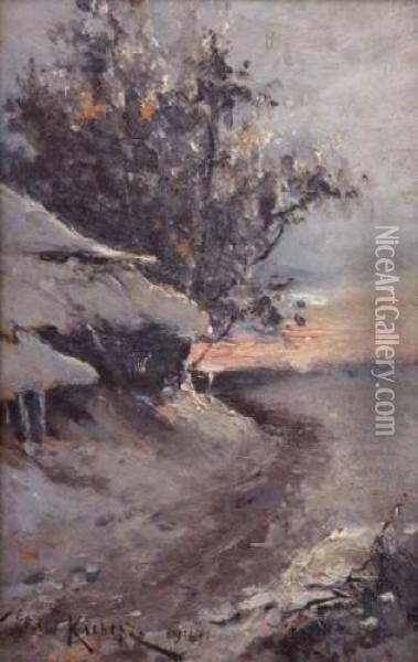 Cabane Dans Les Bois Enneiges Oil Painting - Iulii Iul'evich (Julius) Klever