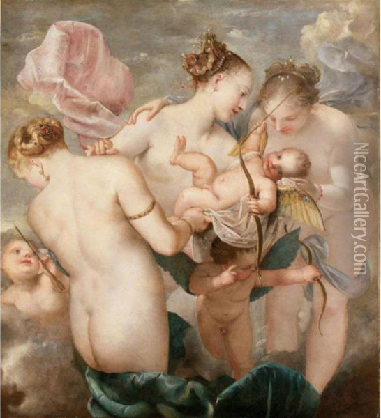 L'educazione Di Cupido Oil Painting - Pietro Liberi