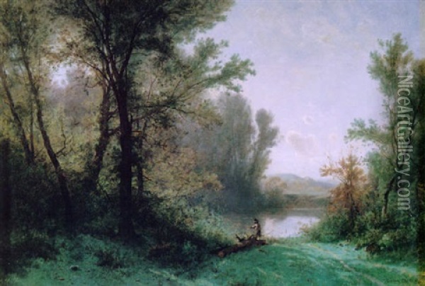 Fischer Am Flussufer Oil Painting - Gustave Eugene Castan