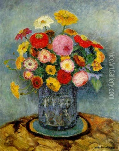 Blumen In Einer Vase Oil Painting - Otto Modersohn