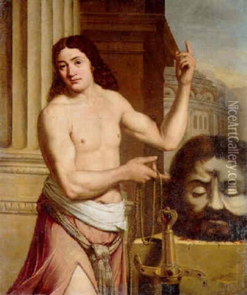 David With The Head Of Goliath Oil Painting - Louis (Ludovico) Finson
