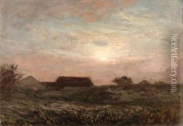 Sunset Over Houses Oil Painting - Dwight William Tryon