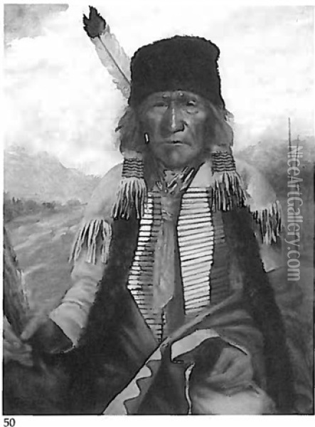 Sioux Indian Oil Painting - Henry Metzger
