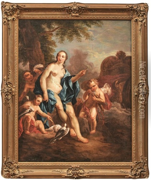 Venus Mit Amor Und Tauben Oil Painting - Charles Joseph Natoire