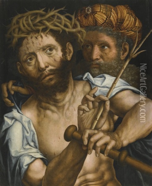 Christ Mocked Oil Painting - Jan Sanders (Jan van) Hemessen
