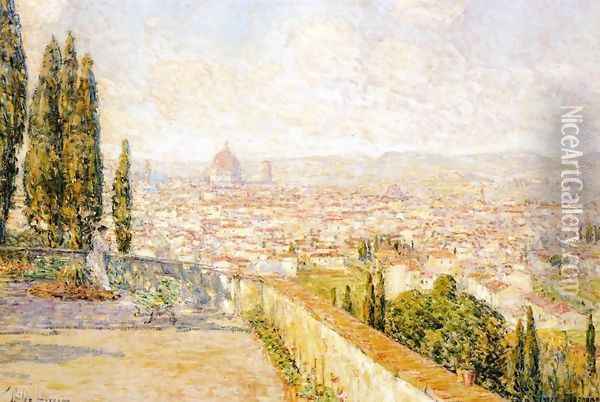 View of Florence from San Miniato Oil Painting - Frederick Childe Hassam